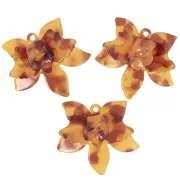 Pendentif fleur en relief 37x41 mm acétate Ecaille de tortue - Caramel - Marron