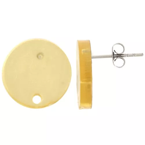 Clous d'oreilles 15 mm en plexiglass - Effet miroir - Doré x2