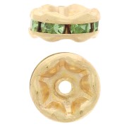 Rondelles Strass 6 mm - Doré - Peridot x4|raw }}