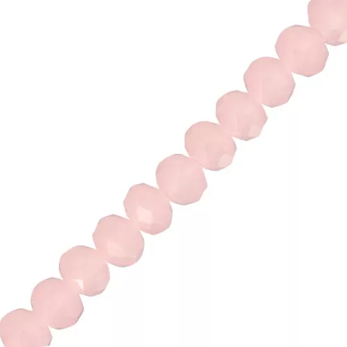 Perles rondelles facettées - rondes aplaties -8x6 mm Opaque Light Pink x40cm
