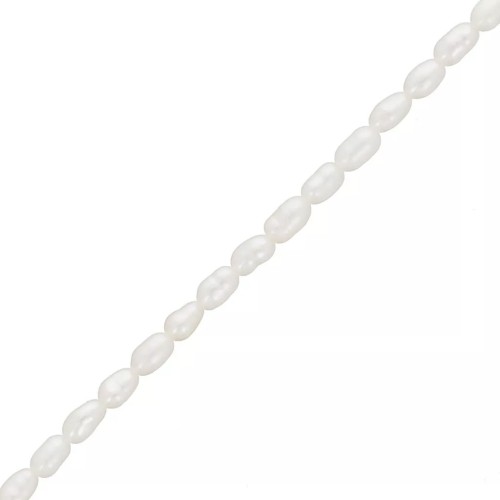 Perles d'eau douce grain de riz - 3x2.5 mm - Grade AA Blanc x20