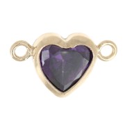 Intercalaire coeur horizontal 9x5.5 mm avec CZ - Gold filled (or laminé) Amethyste|raw }}