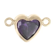 Intercalaire coeur horizontal 9x5.5 mm avec CZ - Gold filled (or laminé) Amethyste
