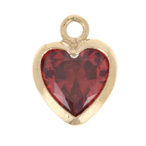 Breloque coeur 7x5.5 mm oxyde de Zirconium - Gold filled (or laminé) - Ruby