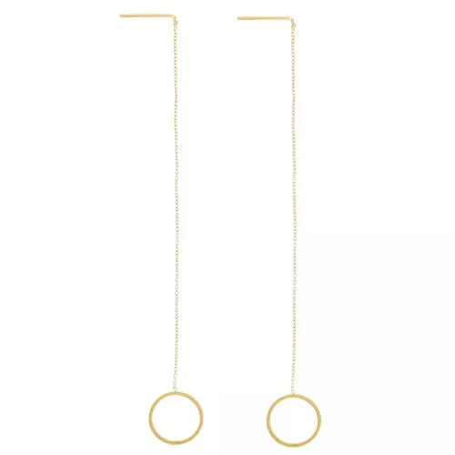 Chaines d'oreilles traversantes maille Forçat 120 mm - Acier inox 304L Doré x2
