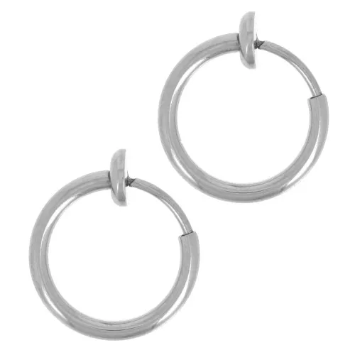 Mini créoles clips - Pour oreilles non percées 13 mm - Acier inoxydable x2