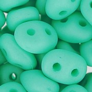 SuperDuo 2,5x5 mm Opaque Green Turquoise Silk Mat x10g