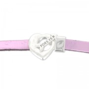 Fermoir T coeur 25 mm pour lacet 10 mm Placage Argent fin vieilli x1