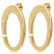 Clous d'oreilles ovale martelé 32x19 mm - Doré à l'or fin x2