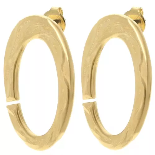 Clous d'oreilles ovale martelé 32x19 mm - Doré à l'or fin x2