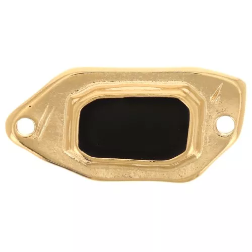 Intercalaire irrégulier 22x11 mm résine époxy effet vitrail Doré à l'or fin - Noir