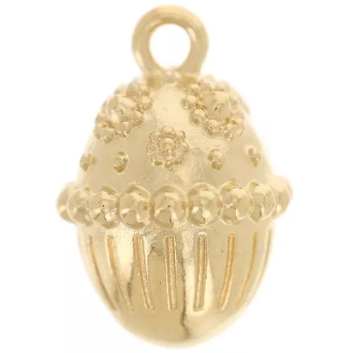 Breloque gland 18x13 mm avec décor floral - Doré à l'or fin x1