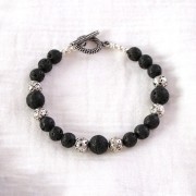 Fermoir T travaillé 16 mm argenté vieilli x1