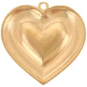 Pendentif coeur 31.5mm avec résine époxy effet vitrail - Doré à l'or fin - Rouge