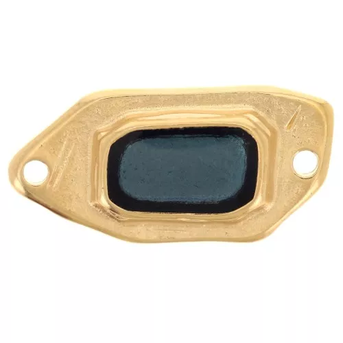 Intercalaire irrégulier 22x11 mm résine époxy effet vitrail Doré à l'or fin - Bleu