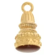 Pendentif ethnique 28x13 mm avec résine époxy - Doré à l'or fin - Marron x1