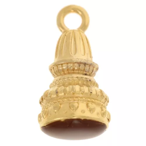 Pendentif ethnique 28x13 mm avec résine époxy - Doré à l'or fin - Marron x1