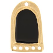 Pendentif chandelier 27x17 mm résine époxy effet vitrail - Doré à l'or fin - Noir