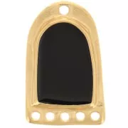 Pendentif chandelier 27x17 mm résine époxy effet vitrail - Doré à l'or fin - Noir