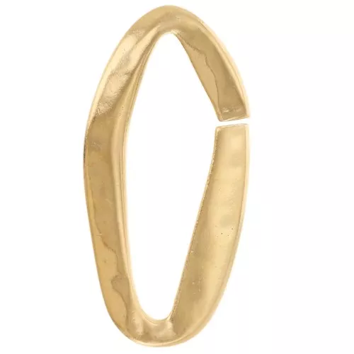 Intercalaire ovale irrégulier martelé 35.5x17.5 mm - Doré à l'or fin x1