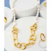 Intercalaire ovale irrégulier martelé 35.5x17.5 mm - Doré à l'or fin x1