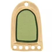 Pendentif chandelier 27x17 mm résine époxy effet vitrail - Doré à l'or fin - Vert