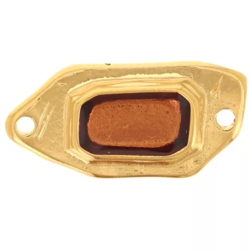 Intercalaire irrégulier 22x11mm résine époxy effet vitrail Doré à l'or fin - Topaz