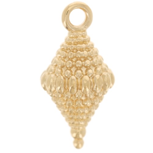 Breloque losange ethnique texturé 18x9 mm - Doré à l'or fin x1
