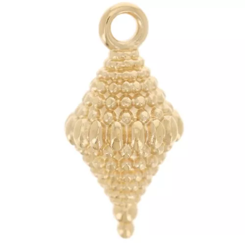 Breloque losange ethnique texturé 18x9 mm - Doré à l'or fin x1