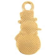 Breloque bonhomme de neige 18x9 mm avec résine époxy - Doré à l'or fin - Blanc x1
