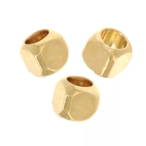 Perles cubes arrondis 2 mm - Doré à l'or fin x20