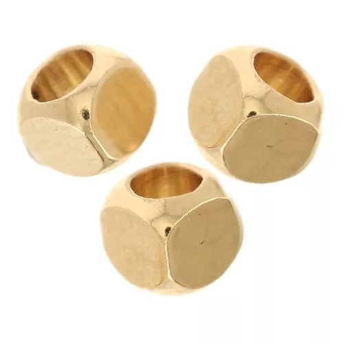 Perles cubes arrondis 2.5 mm - Doré à l'or fin x15