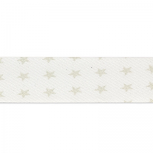 Biais en coton 20 mm Blanc étoiles greiges x1m