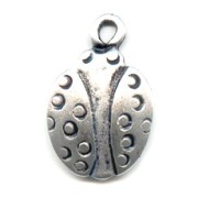 Breloques coccinelles 16 mm argenté vieilli x5|raw }}