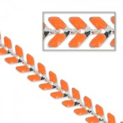 Chaîne maille chevron en épis résine époxy 6.3 mm Orange Fluo argenté x 20cm