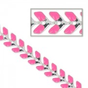 Chaîne maille chevron en épis résine époxy 6.3 mm Rose argenté x 20cm