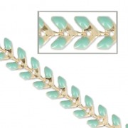 Chaîne maille chevron en épis résine époxy 6.3 mm Vert de Gris doré x 20cm