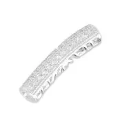 Tube strassé et ajouré 27x6 mm rhodié/Crystal x1