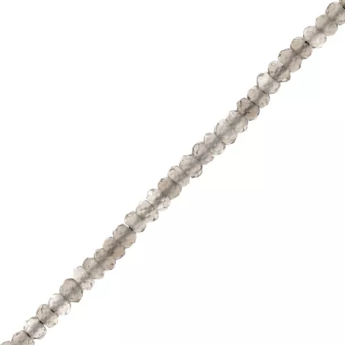 Perles rondes aplaties facettées 3.5x2 mm - Quartz Fumé x35cm