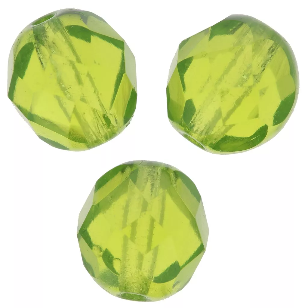 Lot De 20 Perles Facettées Bohême 8 Mm Olivine - Marque Preciosa, Fabrication France