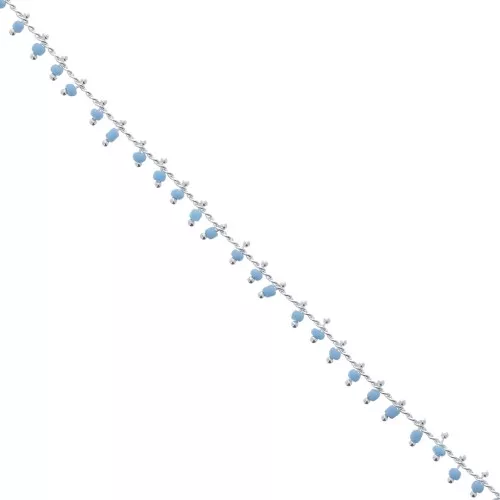 Chaîne perlée de rocailles 1.7 mm Light Turquoise/argenté x 50cm