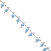 Chaîne perlée de rocailles 1.7 mm Light Turquoise/argenté x 50cm