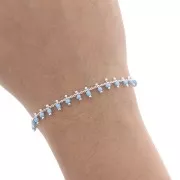 Chaîne perlée de rocailles 1.7 mm Light Turquoise/argenté x 50cm