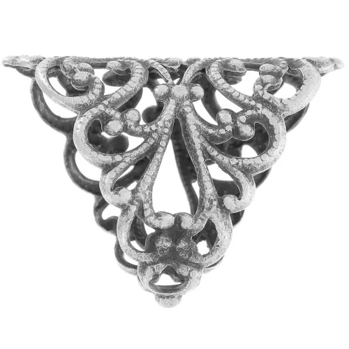 Attache pendentif filigranée 25x18 mm argenté vielli x1