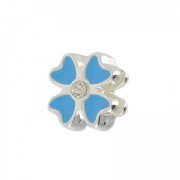 Poussoir fleur résine époxy pour lacet 5 mm Crystal/Bleu/argenté x1|raw }}