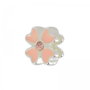 Poussoir fleur résine époxy pour lacet 5 mm Light Rose/argenté x1