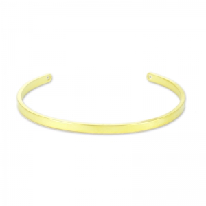 Bracelet jonc ovale 2 trous 13 cm - Doré à l'or fin satiné x1