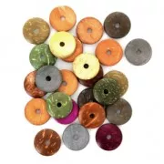 Assortiment de perles coco disques 15 mm Multicolore x25