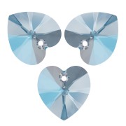 Pendentif coeur en cristal Swarovski 6228 14,4x14mm Aquamarine Shimmer x1