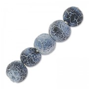 Perles rondes Agate teintées effet craquelé 4 mm Blue Jean x20